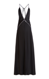 Stella Mccartney Crystal Frame Double Satin A-line Maxi Dress In Blue