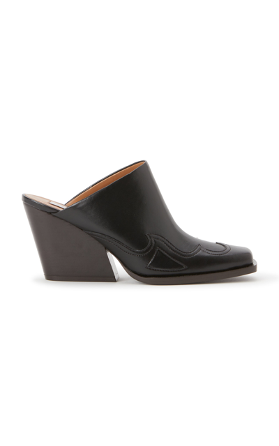 Stella Mccartney Cloudy Vegan Leather Cowboy Mules In Black