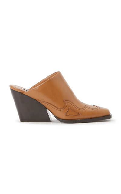 Stella Mccartney Cloudy Vegan Leather Cowboy Mules In Toffee