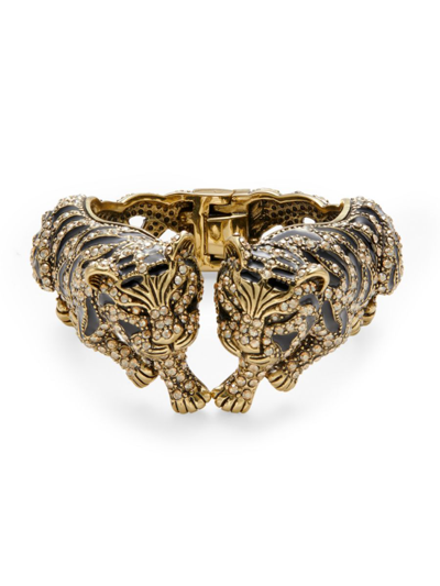 Heidi Daus Women's Ox-plated, Czech Crystal & Enamel Cuff Double Tiger Bracelet In Brass