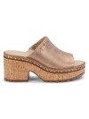 Karl Lagerfeld Clarina Womens Leather Comfort Wedge Sandals In Latte