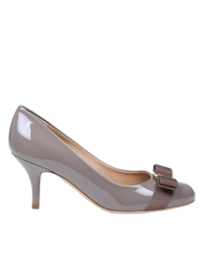 Ferragamo Decollete Carla 70 In Paint In Brown