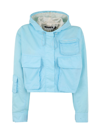 Rotate Birger Christensen Drew Cropped Embroidered Recycled Shell Hooded Jacket In Polar Wind