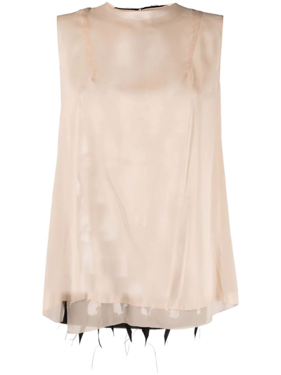 Maison Margiela Cut-out Detail Sleeveless Blouse In Neutrals