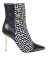 Balmain Roni Monogram Button Stiletto Booties In Ivory/black