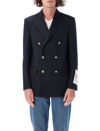 Golden Goose Navy Blue Pinstripe Double-breasted Jacket In Dark Blue