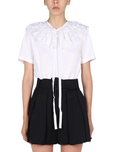 Patou White Embroidered Round Neck T-shirt