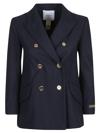 Patou Long Sleeve Double Breasted Blazer In Navy