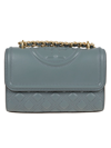 Tory Burch Fleming Convertible Leather Shoulder Bag In Arctic
