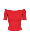 Alexander Mcqueen Off-the-shoulder Stretch-knit Top In Welsh Red