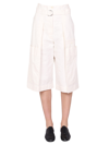 Lemaire Belted Bermuda Shorts In Bianco
