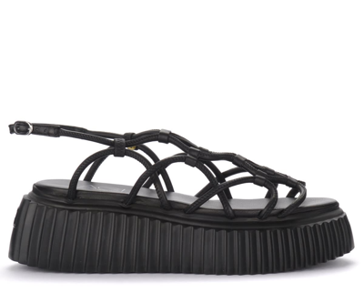 Agl Attilio Giusti Leombruni Strappy Sandals D642050 Calfskin In Black