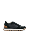 Brunello Cucinelli Suede And Fabric Sneakers In Black