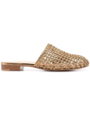 Ferragamo Ellas Knotted Leather Mules In Oro