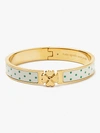 Kate Spade Heritage Spade Flower Goldtone & Enamel Hinged Bangle In Sun Dot