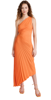 A.l.c Delfina One-shoulder Cut-out Side Gathered Dress In Citrus