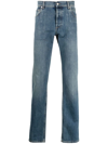Alexander Mcqueen Alexander Mc Queen Logo-embroidered Straight-leg Jeans In Blue