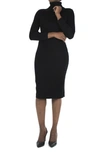 Nina Leonard Turtleneck Ribbed Midi Sweater Dress In Black