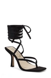Jessica Simpson Kelsa Ankle Tie Thong Sandal In Black Textile