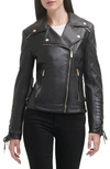 Guess Asymmetrical Faux Leather Moto Jacket In Black