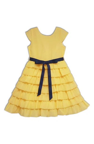 Joe-ella Kids' Organza Tiered Dress In Pastel Yellow