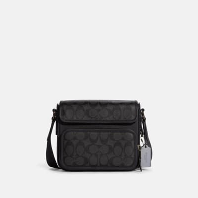 Coach Outlet Sullivan Flap Crossbody In Signature Canvas In Black