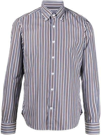 Orian Striped Button-down Shirt In Blue