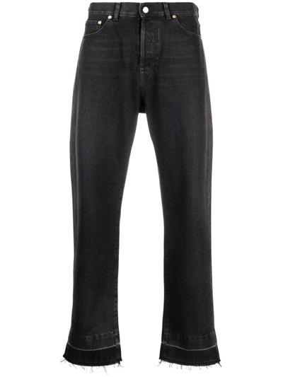 Valentino Logo-patch Straight-leg Jeans In Black