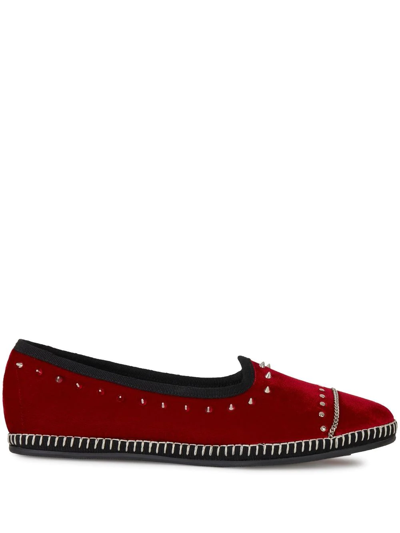 Giuseppe Zanotti Venezian Studded Velvet Loafers In Red