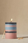 British Colour Standard Striped Pillar Candle In Pink