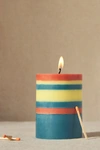 British Colour Standard Striped Pillar Candle In Orange