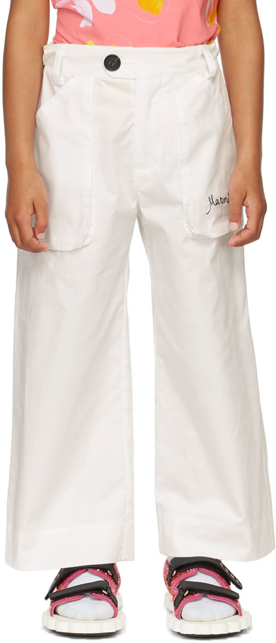 Marni Kids White Cotton Trousers In 0m100 White