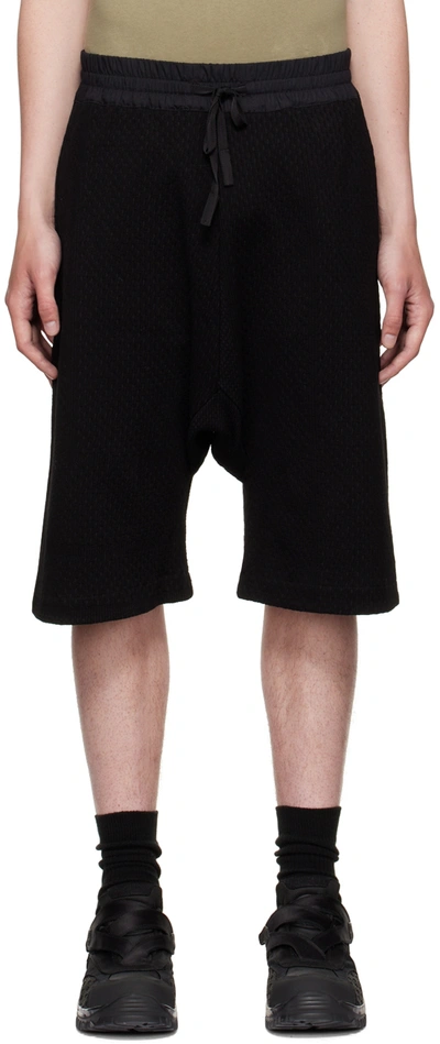 Byborre Drop-crotch Mid-rise Organic-cotton Jacquard Shorts In Black