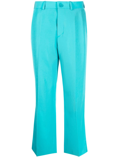 Balenciaga Pintucked Twill Tailored Trousers In Blue