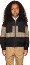 Burberry Liam Branded Panelled Bomber Jacket Black In Black