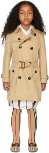 Burberry Kids Beige Mayfair Trench Coat In Honey