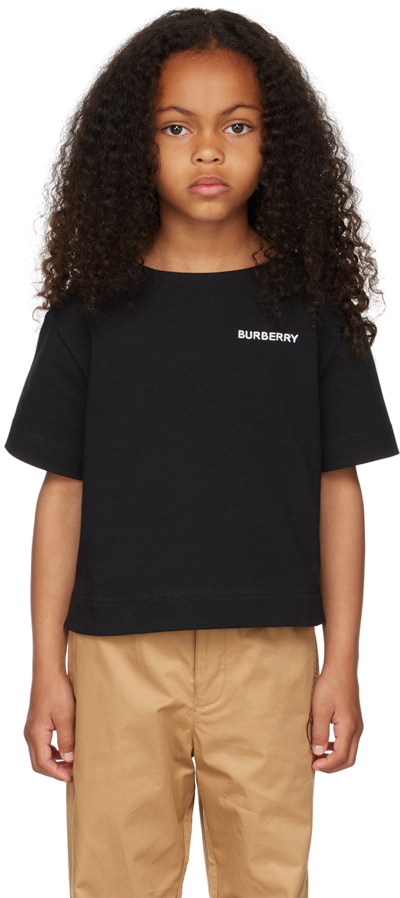 Burberry Mandie Logo-print Cropped Cotton T-shirt 3-14 Years In Black