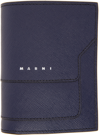 MARNI NAVY SAFFIANO LEATHER BIFOLD WALLET