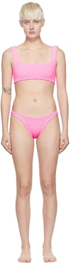 Hunza G Net Sustain Seersucker Bikini In Bubblegum