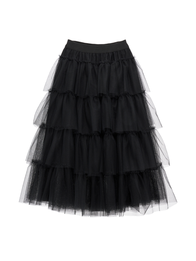 Monnalisa Tulle Skirt With Trim In Black