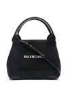 Balenciaga Navy Cabas Small Canvas Tote Bag In Black