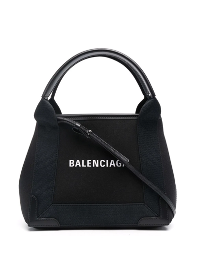 Balenciaga Women Navy Cabas Xs Canvas Tote Bag In Multicolor