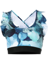 Marchesa Floral-print Sports Bra In Blue