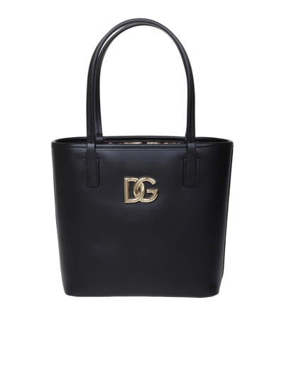 Dolce & Gabbana Fefe Leather Shopping With Dg Logo In Black