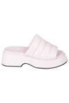 Ganni Vegea Wine Leather Platform Puffy Slide Sandals In Rosa
