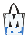 Marni Logo Shopping Bag In Black Royal White