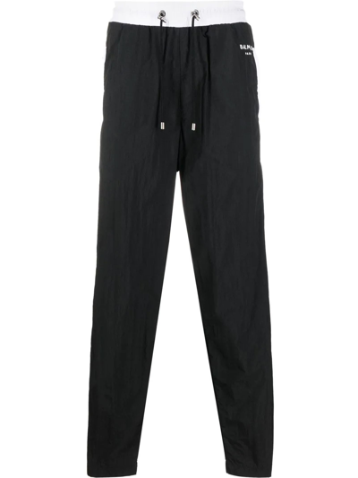 Balmain Side Snap-button Track Trousers In Nero+bianco