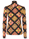 La Doublej Floral Abstract Jersey Turtleneck In Cowgirl Black