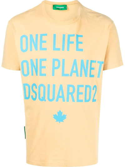 Dsquared2 One Life Partially Recycled Cotton T-shirt In Yellow