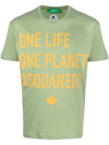 Dsquared2 Green One Life One Planet T-shirt In Green